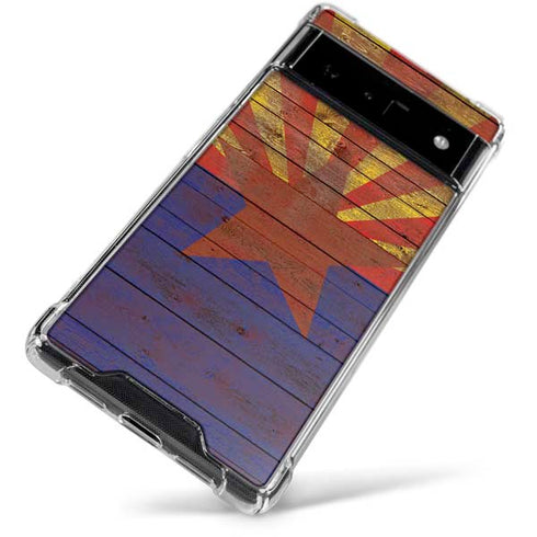 Arizona Flag Dark Wood Google Pixel 6 Clear Case